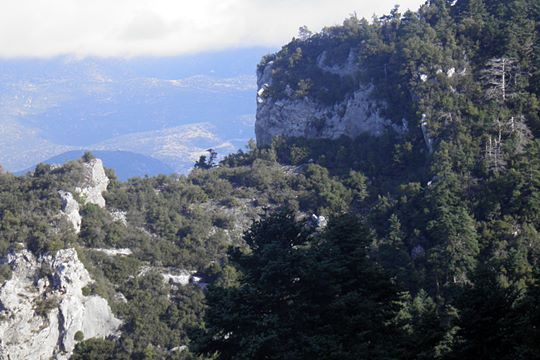Ruins of the fortification at the left