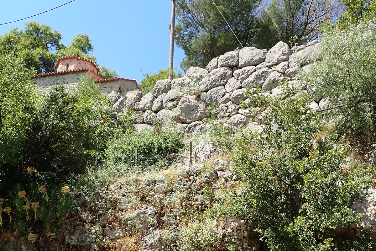  the ancient wall a the NE side, below the church of Agioi Taxiarches