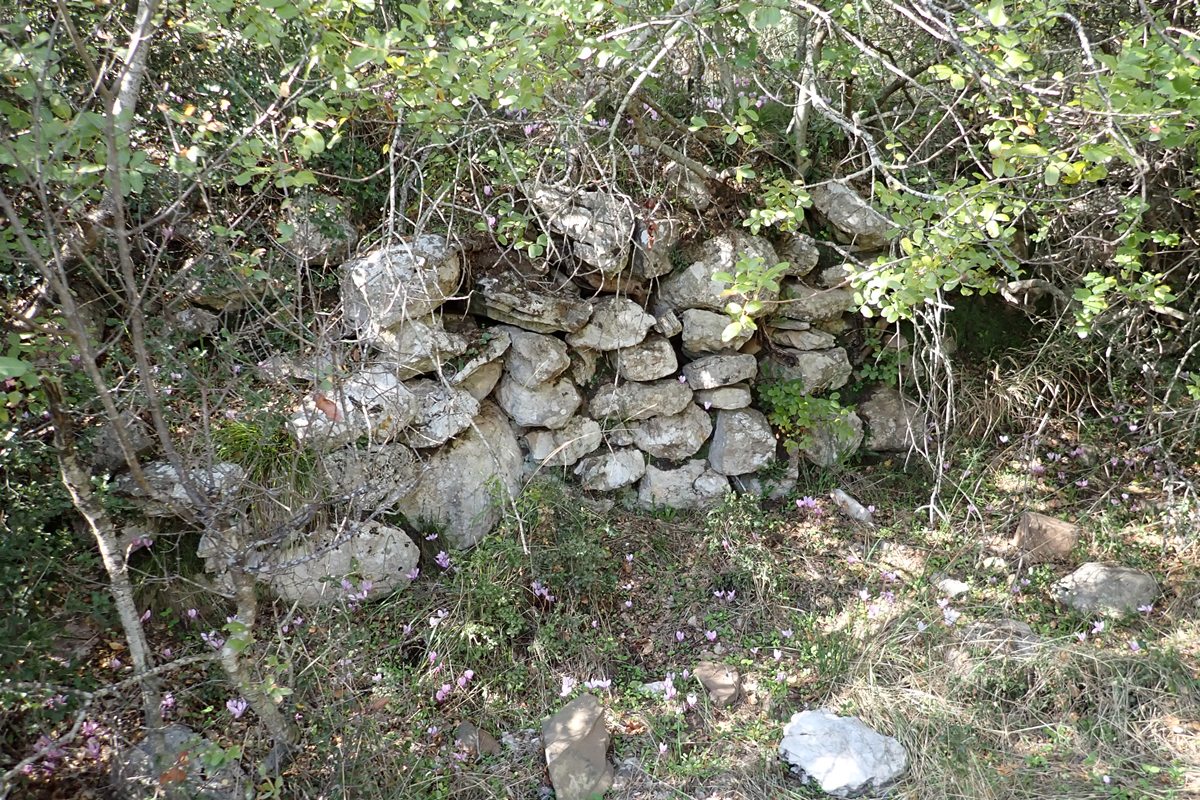 crude stone wall south side of castle west of entrance area