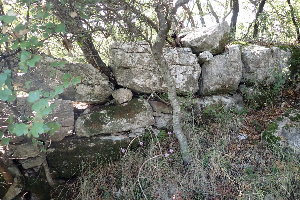 larger crude stone block work south side of castle