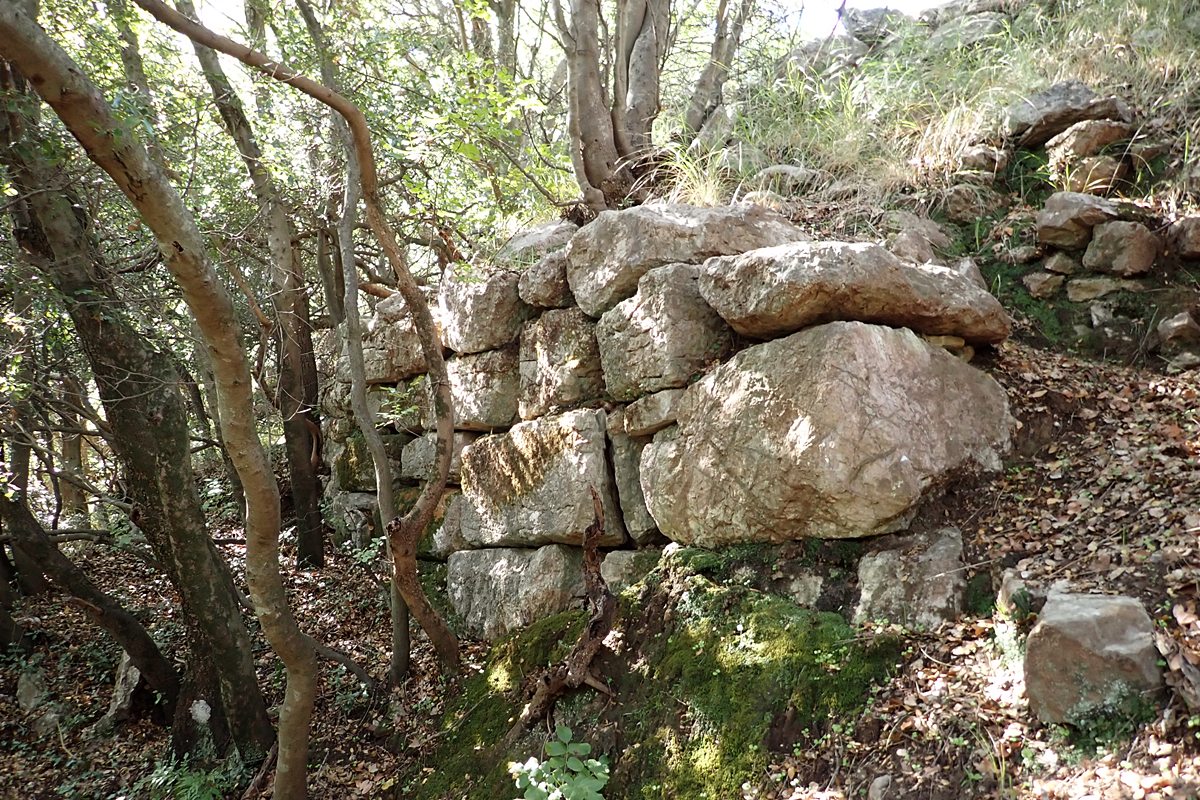wall  progressing north of entrance area on east side of castle